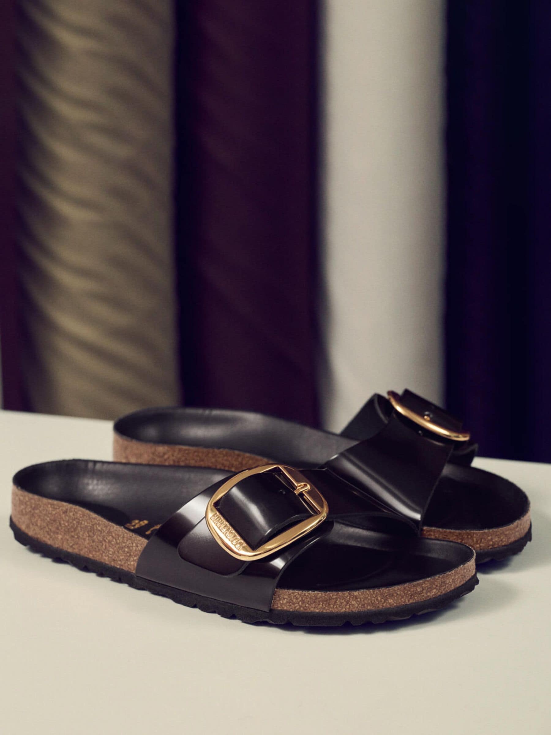 BIRKENSTOCK MADRID BIG BUCKLE 38 ブラック Madrid Big Buckle Natural Leather Patent High Shine Black
