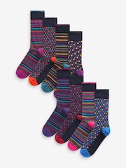 Bright Geo Stripe Pattern Socks 8 Pack - Image 1 of 9