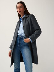 Lauren Ralph Lauren Navy Blue Herringbone Twill Coat - Image 1 of 5