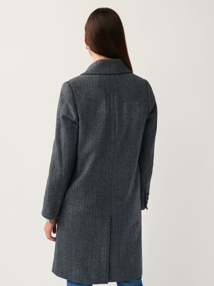 Lauren Ralph Lauren Navy Blue Herringbone Twill Coat - Image 2 of 5