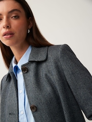 Lauren Ralph Lauren Navy Blue Herringbone Twill Coat - Image 3 of 5