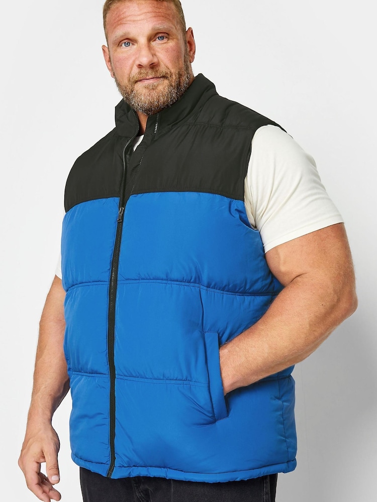BadRhino Big & Tall Blue Padded Collar Gilet - Image 1 of 4
