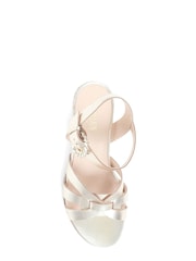 Jones Bootmaker Gold Loriana Leather Woven Wedge Sandals - Image 4 of 6