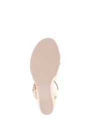 Jones Bootmaker Gold Loriana Leather Woven Wedge Sandals - Image 5 of 6