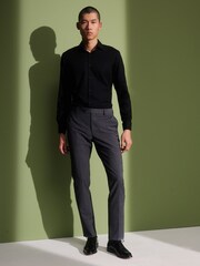 Charcoal Grey Skinny Check Suit Trousers - Image 1 of 9