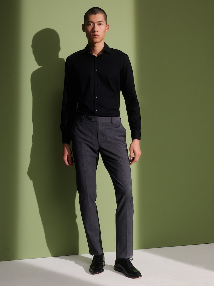 Charcoal Grey Skinny Check Suit Trousers - Image 1 of 9