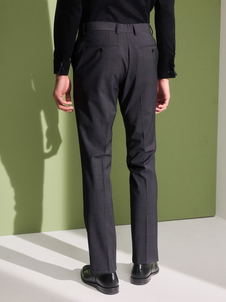 Charcoal Grey Skinny Check Suit Trousers - Image 2 of 9