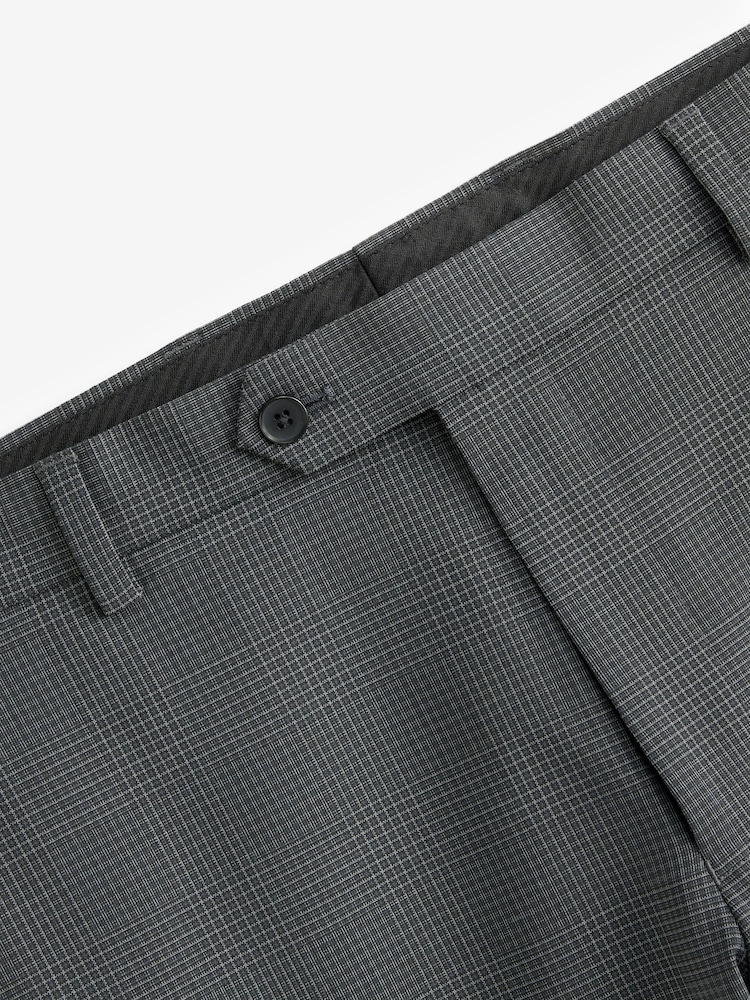 Charcoal Grey Skinny Check Suit Trousers - Image 9 of 9