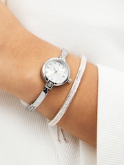 Silver Tone Sparkle Dial Watch And Bangle Set - Image 1 of 8
