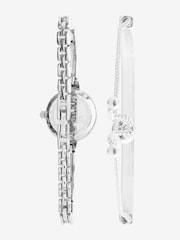Silver Tone Sparkle Dial Watch And Bangle Set - Image 3 of 8