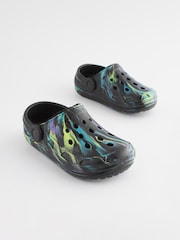 Black Multi Marble Faux Fur Lined Clog Slippers - Image 1 of 5