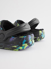 Black Multi Marble Faux Fur Lined Clog Slippers - Image 5 of 5