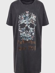 AllSaints Black Skull 100% Cotton T-Shirt Dress - Image 2 of 5