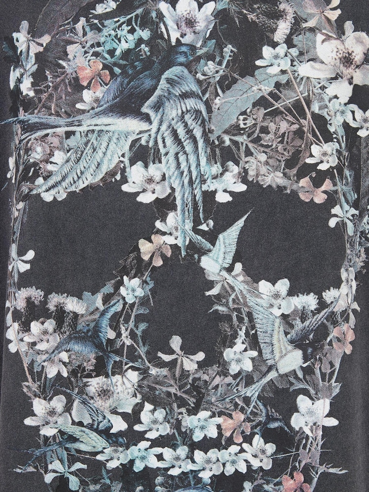 AllSaints Black Skull 100% Cotton T-Shirt Dress - Image 5 of 5