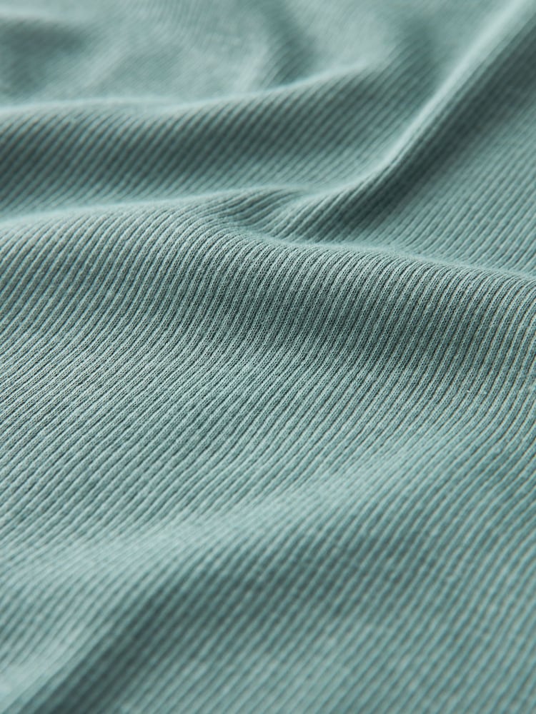 Blue Ribbed T-Shirt Style Column Maxi Dress With Slit Detail - Image 6 of 6