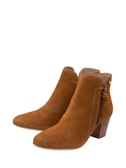 Ravel Brown Suede Leather Block Heel Ankle Boots - Image 2 of 4