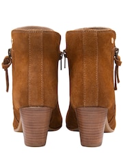 Ravel Brown Suede Leather Block Heel Ankle Boots - Image 3 of 4
