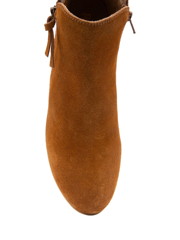 Ravel Brown Suede Leather Block Heel Ankle Boots - Image 4 of 4