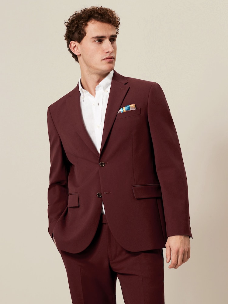 Brick Red Regular Fit Motionflex Stretch Suit: Jacket - Image 1 of 10