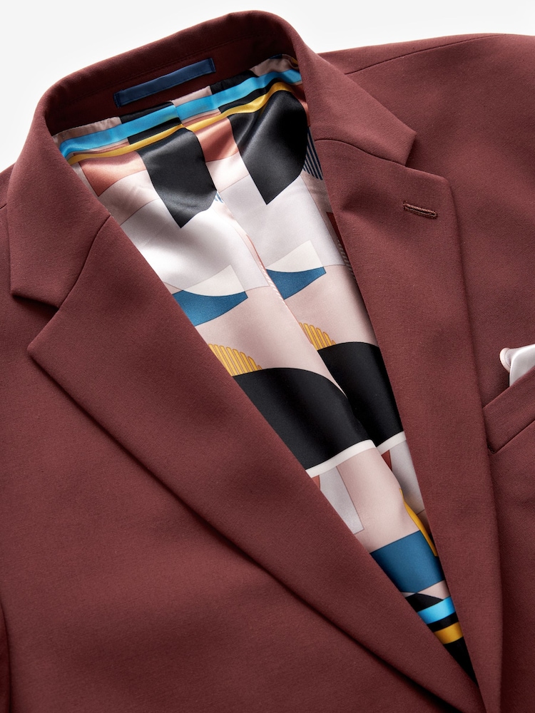Brick Red Regular Fit Motionflex Stretch Suit: Jacket - Image 10 of 10