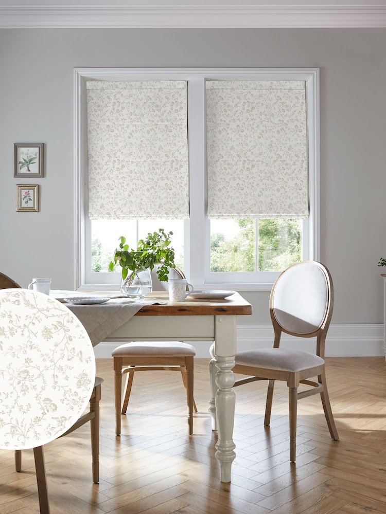 Laura Ashley Dove Grey Aria Made to Measure 100% Cotton Roman Blinds - Image 1 of 3