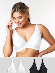 Black/White DD+ Non Pad Full Cup Bras 2 Pack - Image 1 of 4