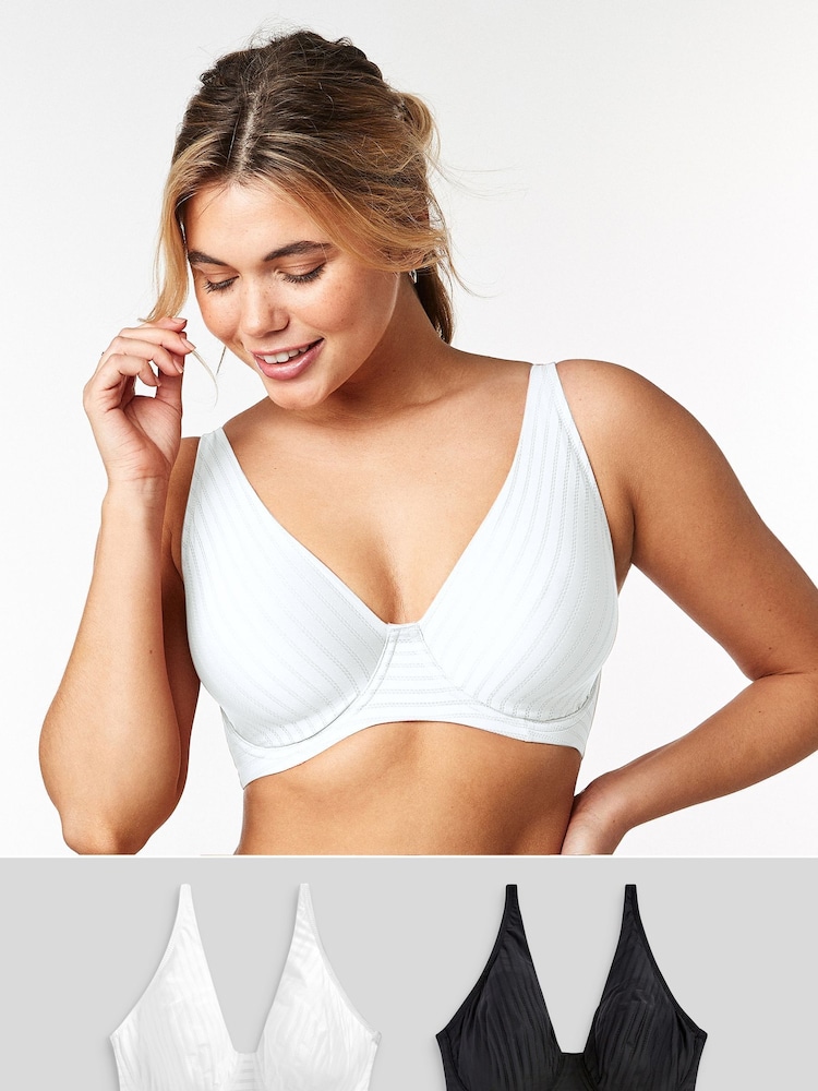 Black/White DD+ Non Pad Full Cup Bras 2 Pack - Image 1 of 4