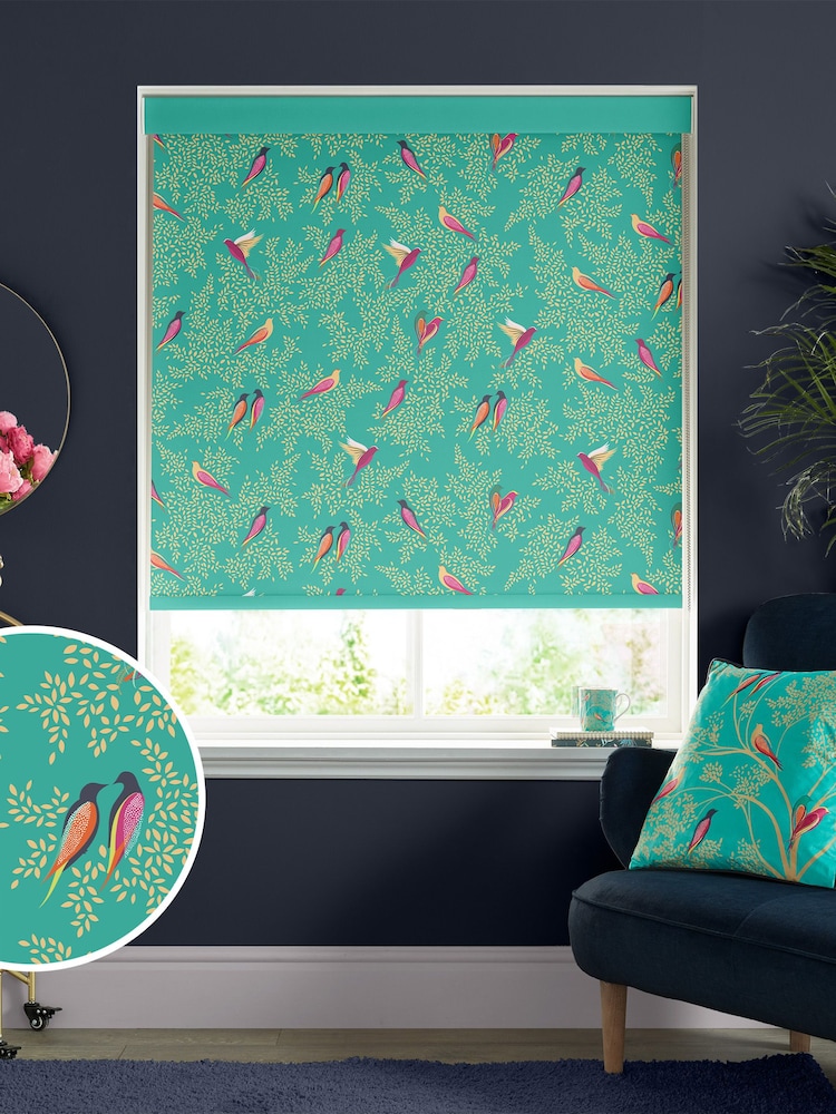Sara Miller Green Green Birds Made to Measure Roller Blinds - Image 1 of 6