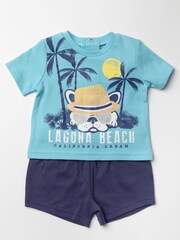 Lily & Jack Blue 100% Cotton Blend  T-Shirt and Shorts Set - Image 1 of 3