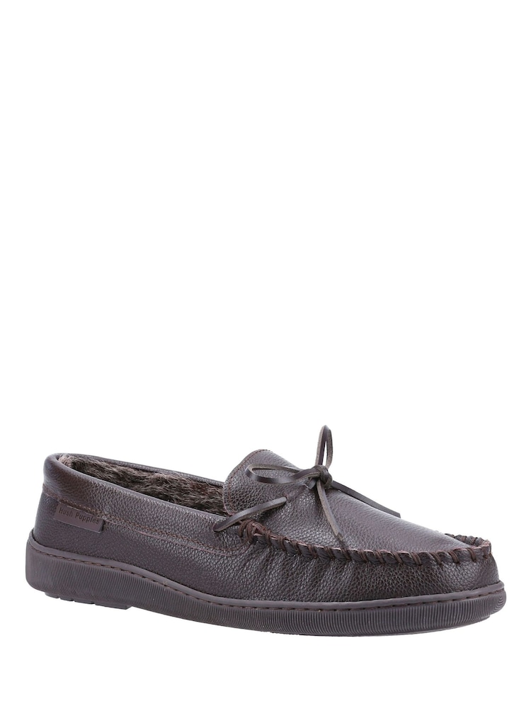 Hush Puppies Brown Ace Leather Slipper - Image 2 of 4 Hush Puppies Brown Ace Leather Slipper - Image 2 of 4