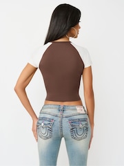 True Religion Brown Contrast Raglan Bby T-Shirt - Image 4 of 4