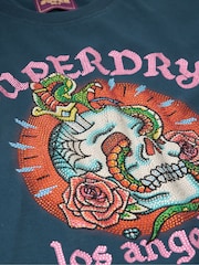 Superdry Ink 100% Cotton Tattoo Rhinestone Fitted T-Shirt - Image 5 of 5