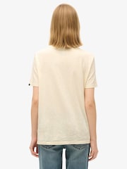 Superdry Cream Slub Glitter Logo Relaxed T-Shirt - Image 2 of 6
