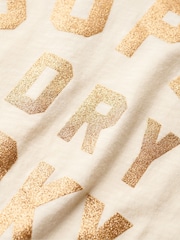 Superdry Cream Slub Glitter Logo Relaxed T-Shirt - Image 6 of 6