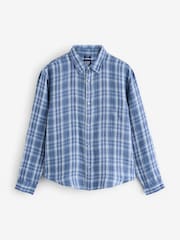 Gap Blue Check Linen Relaxed Shirt - Image 1 of 4
