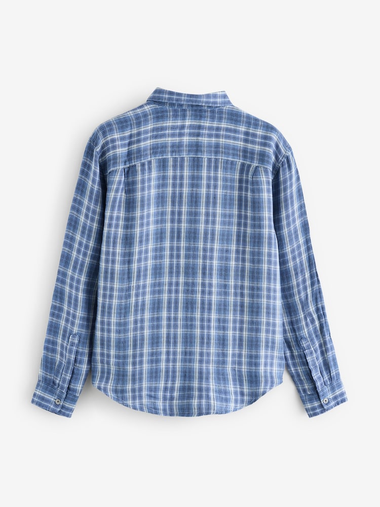 Gap Blue Check Linen Relaxed Shirt - Image 2 of 4