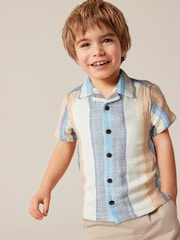 Multi 100% Cotton Short Sleeves Vertical Stripe Shirt (3mths-7yrs) - Image 1 of 7