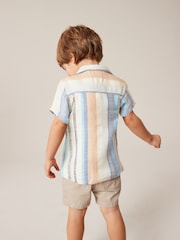 Multi 100% Cotton Short Sleeves Vertical Stripe Shirt (3mths-7yrs) - Image 2 of 7
