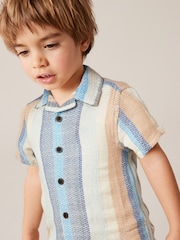 Multi 100% Cotton Short Sleeves Vertical Stripe Shirt (3mths-7yrs) - Image 4 of 7