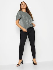 M&Co Silver M&Co Angel Sleeve Shimmer Wrap Blouse - Image 2 of 4