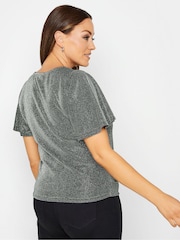 M&Co Silver M&Co Angel Sleeve Shimmer Wrap Blouse - Image 3 of 4