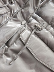Silver Metallic Short Padded Faux Fur Trim Coat (3-16yrs) - Image 4 of 6