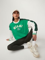 Green Summer City Graphic Slogan Sweatshirt - Image 1 of 6