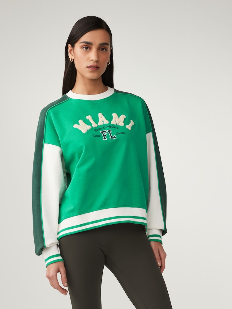 Green Summer City Graphic Slogan Sweatshirt - Image 2 of 6