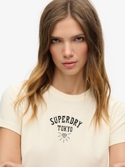 Superdry Rice White 100% Cotton Tattoo Rhinestone Fitted T-Shirt - Image 4 of 7