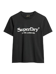 Superdry Jet Black Metallic Venue Relaxed 100% Cotton T-Shirt - Image 2 of 4