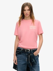 Superdry Peach Blossom 100% Cotton Tokyo Rhinestone Relaxed T-Shirt - Image 1 of 5