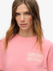 Superdry Peach Blossom 100% Cotton Tokyo Rhinestone Relaxed T-Shirt - Image 3 of 5