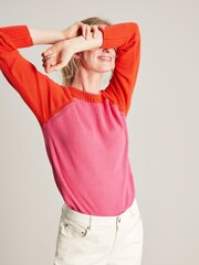 Joules Sasha Colour Block Raglan Jumper - Image 4 of 9