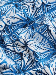 Blue/White Jersey 100% Cotton Textured Bandeau Midi Dress - Image 6 of 6